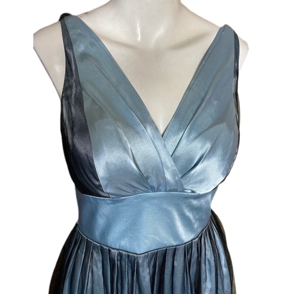 Morgan & Co Dress Fit & Flare New Slate Blue & Black Mesh Size 5/6 - Picture 3 of 8